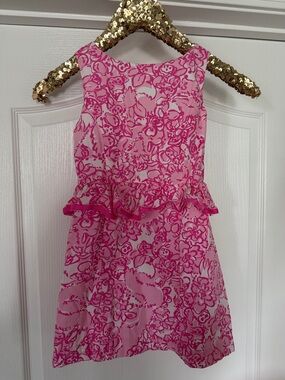Lilly Pulitzer Girls Pink Floral Peplum Dress